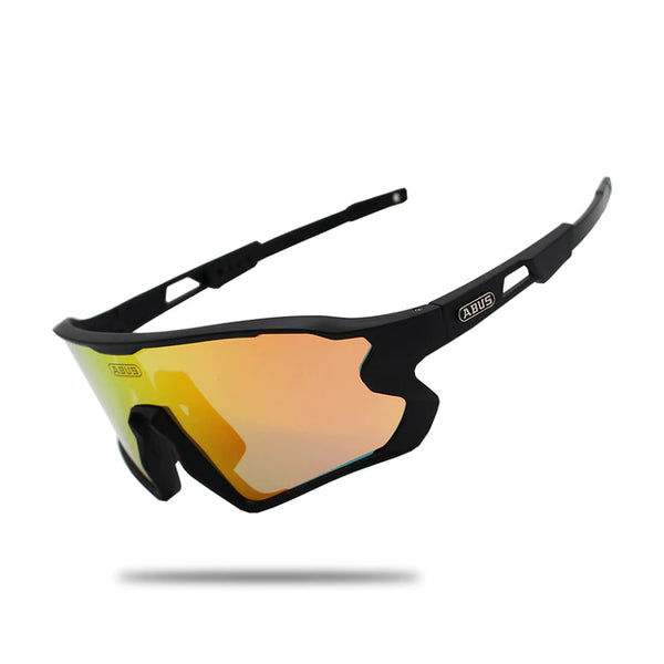 Aero ABUS Cycling Sunglasses, Chrome Lens | Black Frame