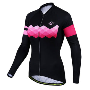 Pink Geometric Thermal Jersey - Vogue Cycling